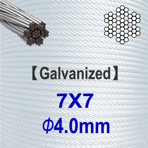 7x7 Dia.4mm Galvanizli Çelik Kablo